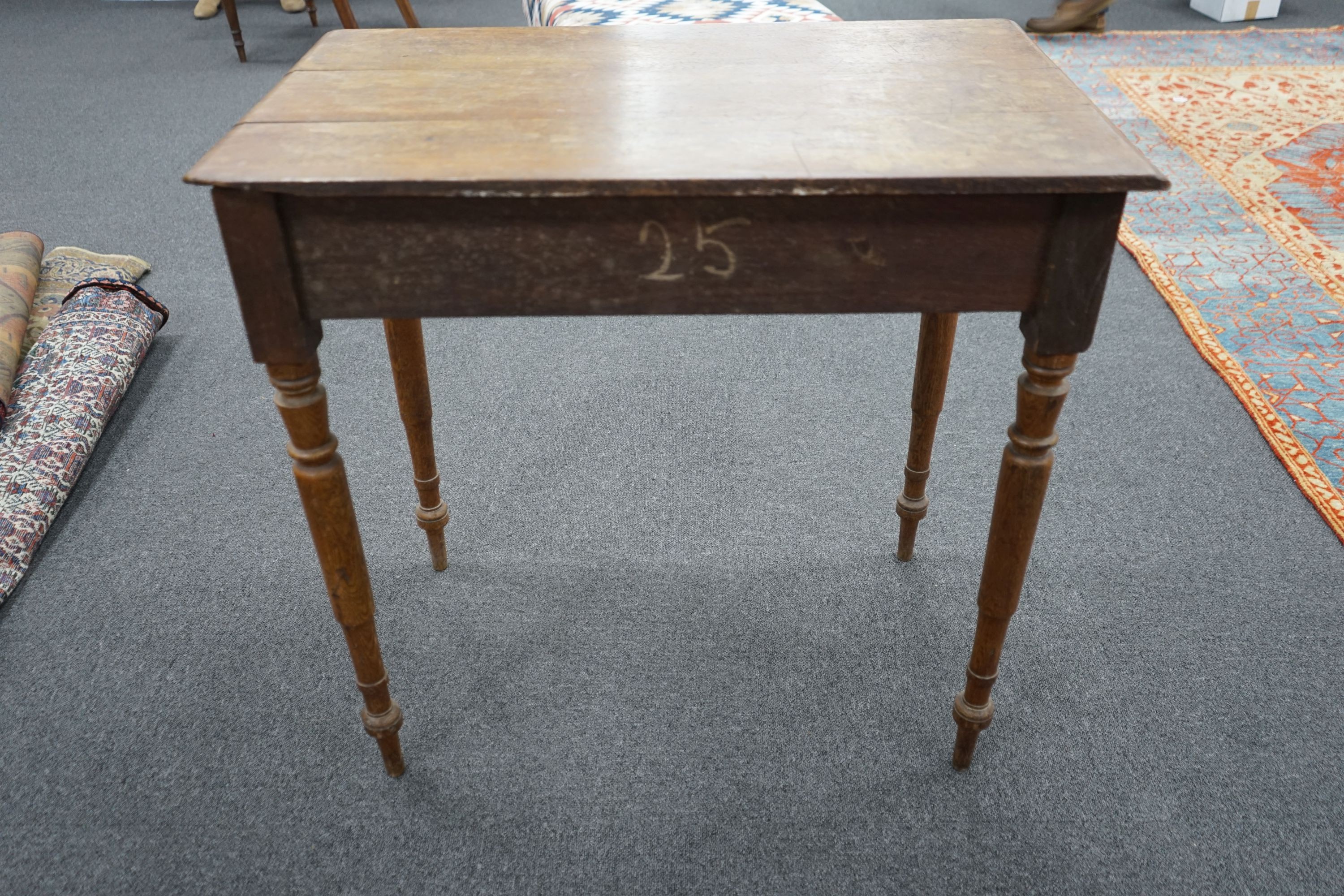 A Victorian oak side table, width 81cm, depth 50cm, height 69cm